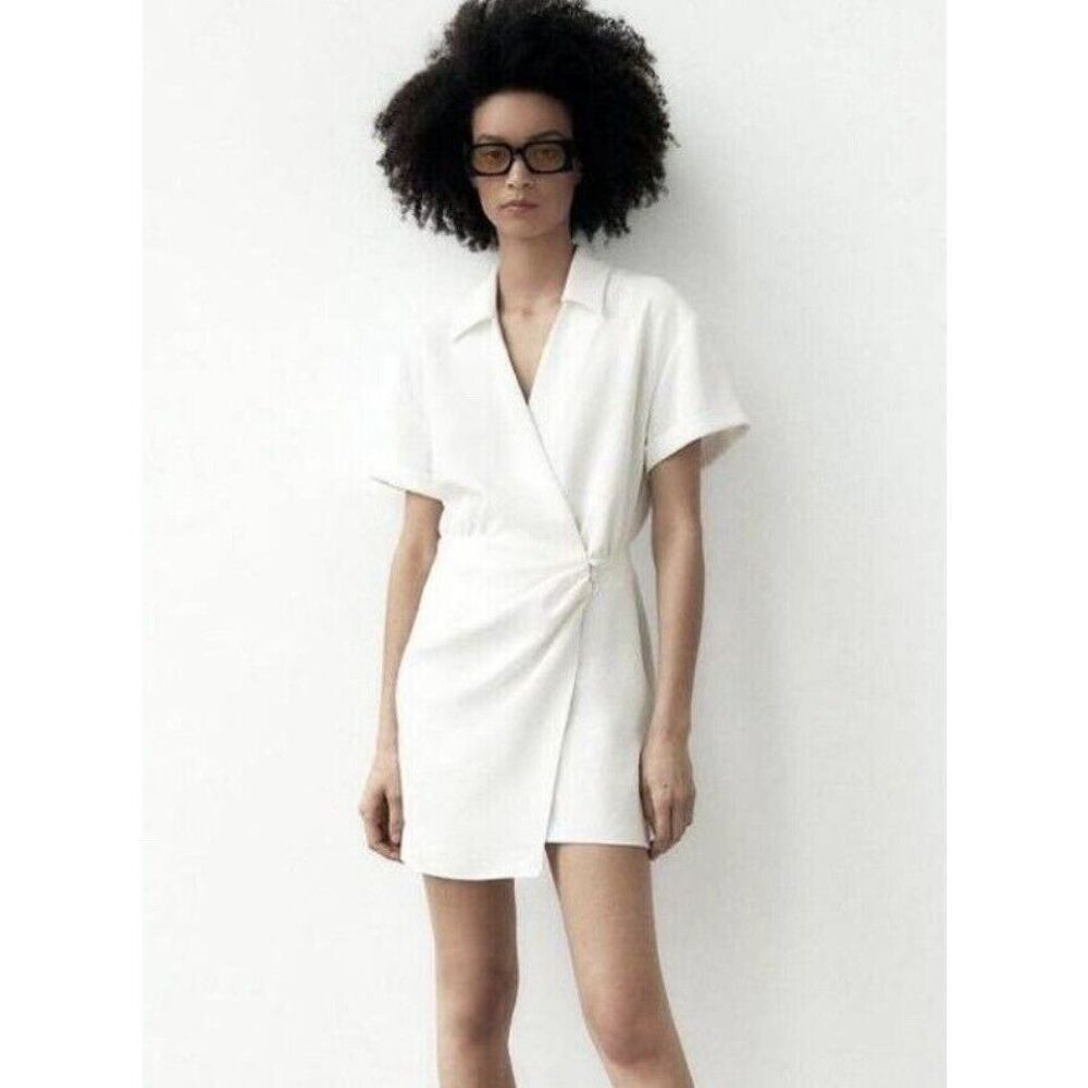 Zara Mini Wrap Dress - Size Small - White